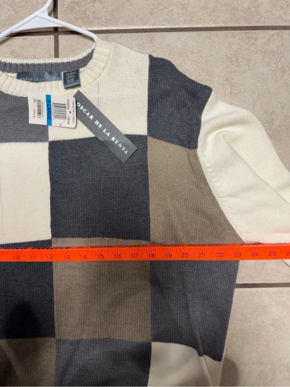 NWT Oscar de la Renta Colorblock Sweater XL Cozy Mr. Rogers Style